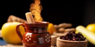 Ponche de Frutas. Christmas fruit punch is an infusion that is consumed in Mexico, traditionally during posadas and Christmas. Served in a clay cup called cantarito