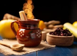 Ponche de Frutas. Christmas fruit punch is an infusion that is consumed in Mexico, traditionally during posadas and Christmas. Served in a clay cup called cantarito