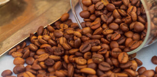 A pile of coffee beans