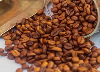 A pile of coffee beans