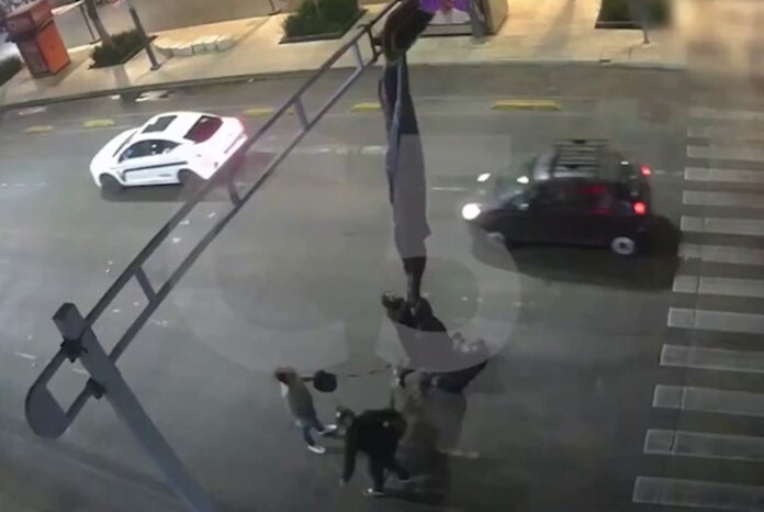 scene of parachutist landing