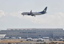 Aeromexico plane over AICM