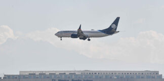 Aeromexico plane over AICM