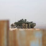 U.S. military on a tank near the U.S.-Mexico border