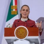 Sheinbaum at the podium on Jan. 12, 2026