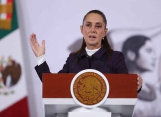 Sheinbaum during mañanera Jan. 14, 2026