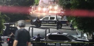 a person observing a crime scenewith cop cars from afar