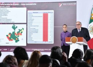 Health Minister David Kershenobich joined President Claudia Sheinbaum at her morning press conference Tuesday