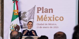 President Claudia Sheinbaum presenting Plan México on Jan. 13, 2025