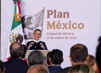 President Claudia Sheinbaum presenting Plan México on Jan. 13, 2025