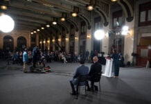 Sheinbaum looking out at her mañanera on Jan. 21, 2026