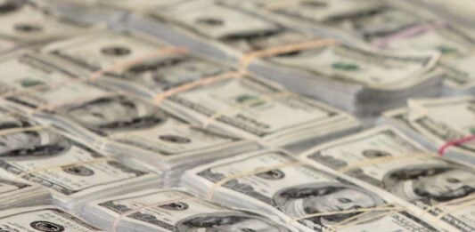 Stacks of dollar bills
