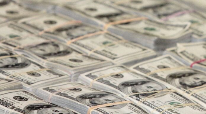 Stacks of dollar bills