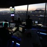 Interior of an air control tower in Mexico City