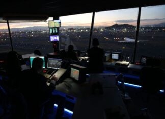 Interior of an air control tower in Mexico City