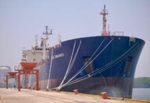Blue Commander, an oil tanker at a Mexican port