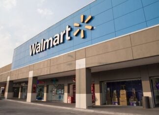 The entrance to a Walmart store