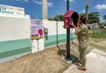telephone booth in operation