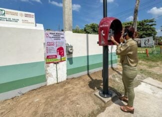 telephone booth in operation