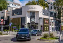 Mexico-City, Mexico - August 22, 2021 - cars and Berger store in the upscale Polanco neighborhood