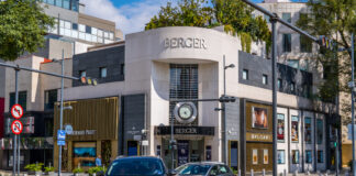 Mexico-City, Mexico - August 22, 2021 - cars and Berger store in the upscale Polanco neighborhood