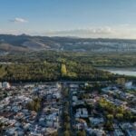 Aerial view of the Tangamanga urban park in the city of San Luis Potosí