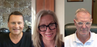 Ann Dolan, Travis Bembenek and George Reavis on a video call