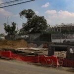 CIUDAD DE MÉXICO, 13DICIEMBRE2025.- A poco más de tres meses del partido programado entre la selección de México vs Portugal, los trabajos en la periferia del ahora llamado estadio Banorte, avanzan a marchas forzadas, para lograr terminar en tiempo y forma.