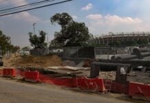 CIUDAD DE MÉXICO, 13DICIEMBRE2025.- A poco más de tres meses del partido programado entre la selección de México vs Portugal, los trabajos en la periferia del ahora llamado estadio Banorte, avanzan a marchas forzadas, para lograr terminar en tiempo y forma.