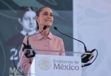 Claudia Sheinbaum at a podium