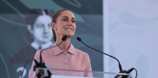 Claudia Sheinbaum at a podium