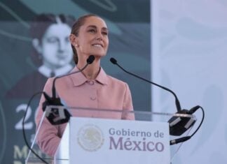 Claudia Sheinbaum at a podium