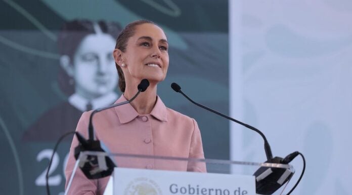 Claudia Sheinbaum at a podium