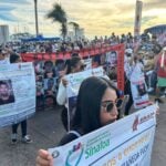 a group of mothers protesting at the Mazatlán Carnival