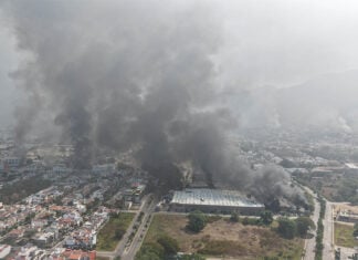 Smoke billows above puerto vallarta