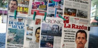 newspapers with El Mencho's face on the front page