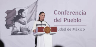 Cuauhtémoc, Ciudad de México. 03 de febrero 2026. La presidenta constitucional de los Estados Unidos Mexicanos, la Doctora Claudia Sheinbaum Pardo en conferencia de prensa matutina en el salón de la Tesorería de Palacio Nacional. La acompañan: Edgar Amador, secretario de Hacienda; Bertha Gómez Castro, subsecretaria de Egresos de la Secretaría de Hacienda; Jorge Mendoza, director del Banco Nacional de Obras y Servicios Públicos (Banobras); Rodrigo Mariscal Paredes, titular de la Unidad de Planeación Económica de la Secretaría de Hacienda y Crédito Público (SHCP); María del Carmen Bonilla, titular de la Unidad de Crédito Público y Asuntos Internacionales de la Secretaría de Hacienda y Crédito Público (SHCP); Diana Aurora Correa, subdirectora de Diseño Digital y Medios Sociales en la Unidad de Memoria Histórica.