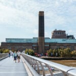 A bridge across the Thames leading to the Tate Modern museum in London