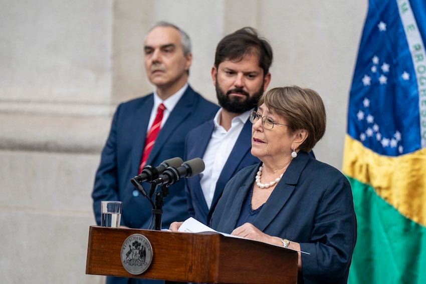 Michelle Bachelet was formally nominated as a candidate by Mexico, Brazil and Chile at a ceremony in Santiago on Monday. 