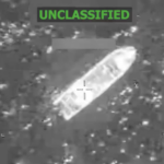 an aerial shot of a U.S. military attack on a boat in the Eastern Pacific