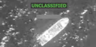 an aerial shot of a U.S. military attack on a boat in the Eastern Pacific