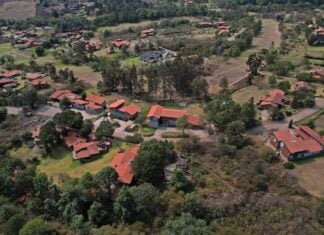 aerial view of the scene of the operation to kill cartel boss El Mencho in Tapalpa de Allende, Jalisco