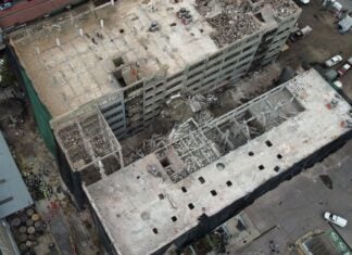 collapsed bilding in Mexico City