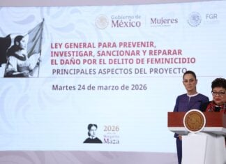 CIUDAD DE MÉXICO, 24MARZO2026.- Ernestina Godoy, fiscal general de la República, durante la conferencia Mañanera del Pueblo en la que se presentó la "Ley General para Prevenir, Investigar, Sancionar y Reparar el daño por el delito de feminicidio".