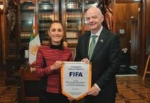 CIUDAD DE MÉXICO, 30MARZO2026.- Claudia Sheinbaum Pardo, Presidenta de México, se reunió con Gianni Infantino, presidente de la FIFA, para seguir trabajando en la organización de la Copa del Mundo 2026, cuyo partido inaugural será en el Estadio Banorte.