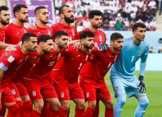WORLD CUP POLITICS MEDIA - Iran's National Team for the 2022 World Cup at a match with England.