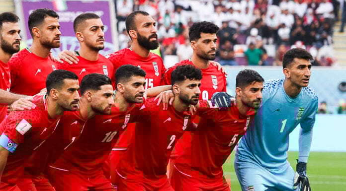 WORLD CUP POLITICS MEDIA - Iran's National Team for the 2022 World Cup at a match with England.