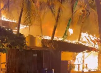 Fire in Punta Zicatela, Oaxaca