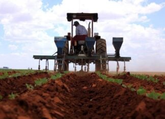 Farmer on tractor in Mexico