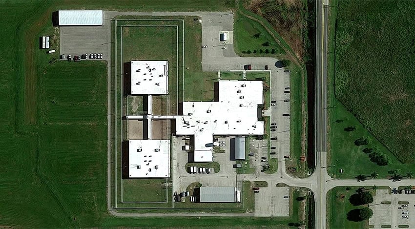 A satellite photo shows a detention center